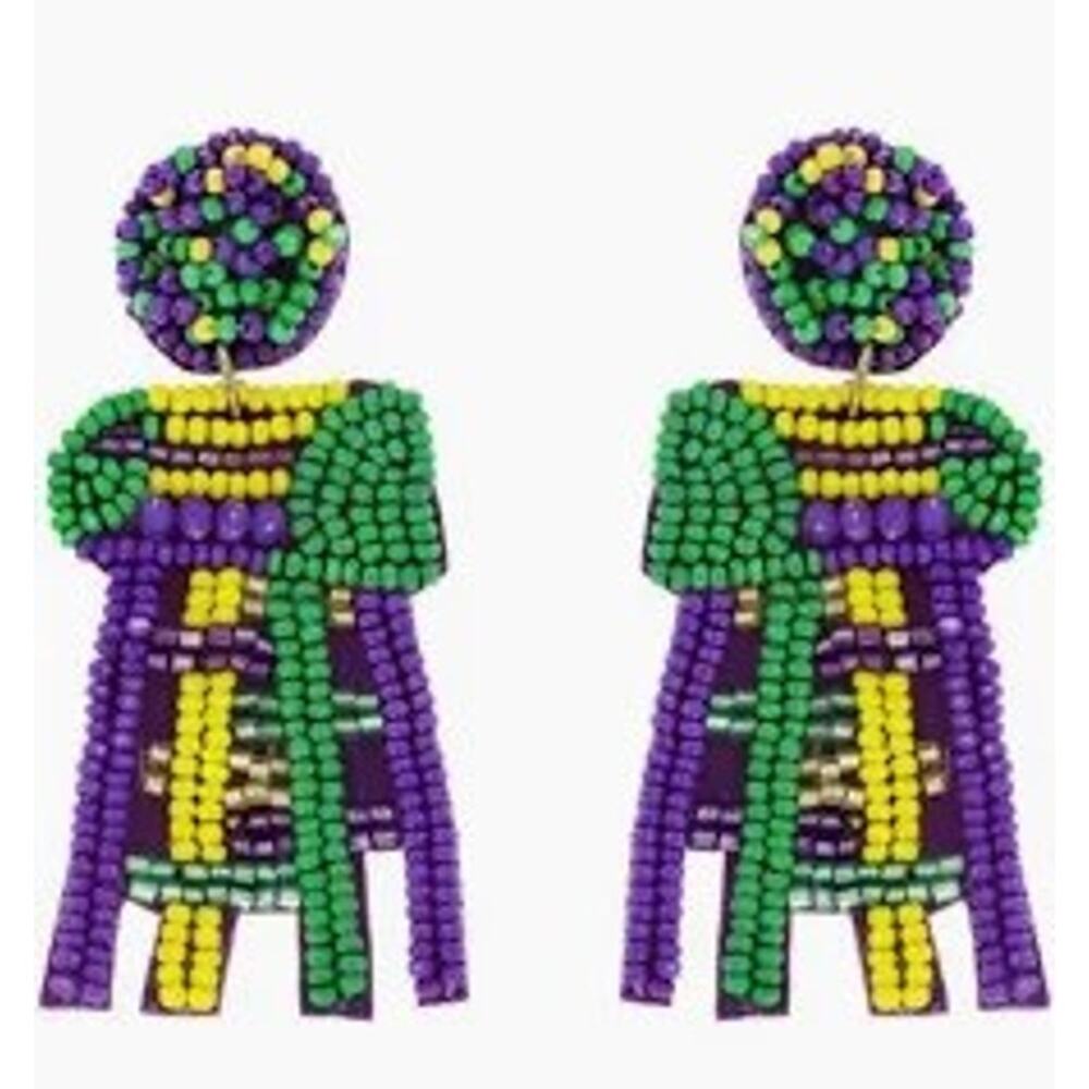 Mardi Gras Beaded Ladder Earrings